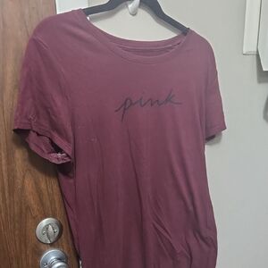 PINK Victoria's Secret Maroon Tee with Black Logo